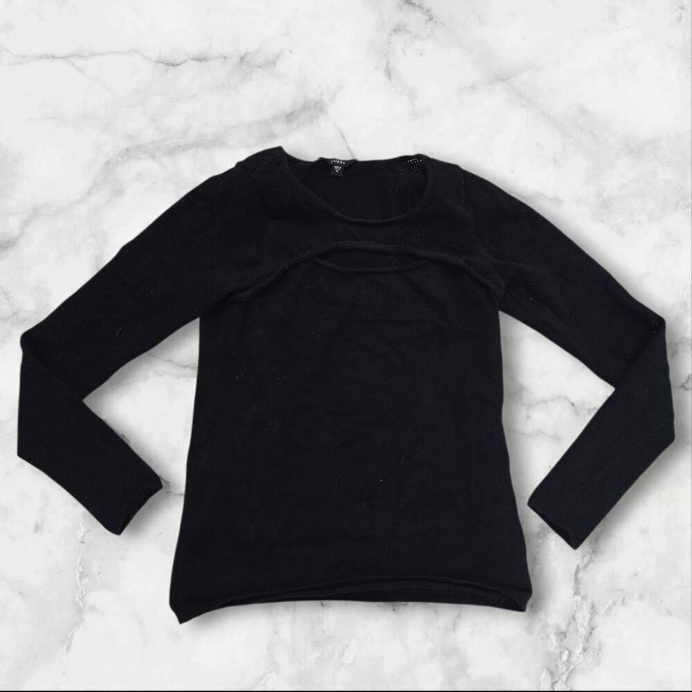 Guess Black Long Sleeve Open Chest Size Medium